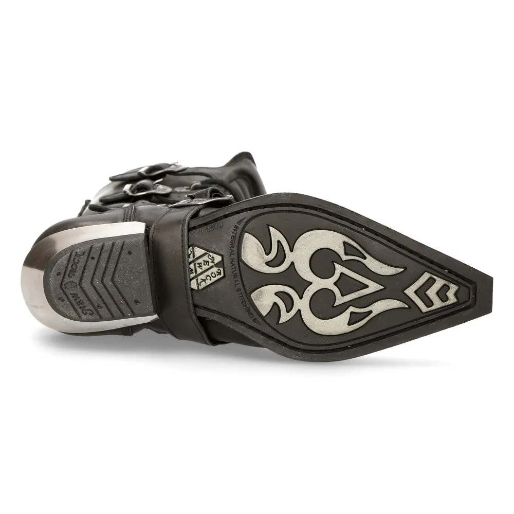 M-7993-s1 Western Cowboy Boots Leather Buckle
