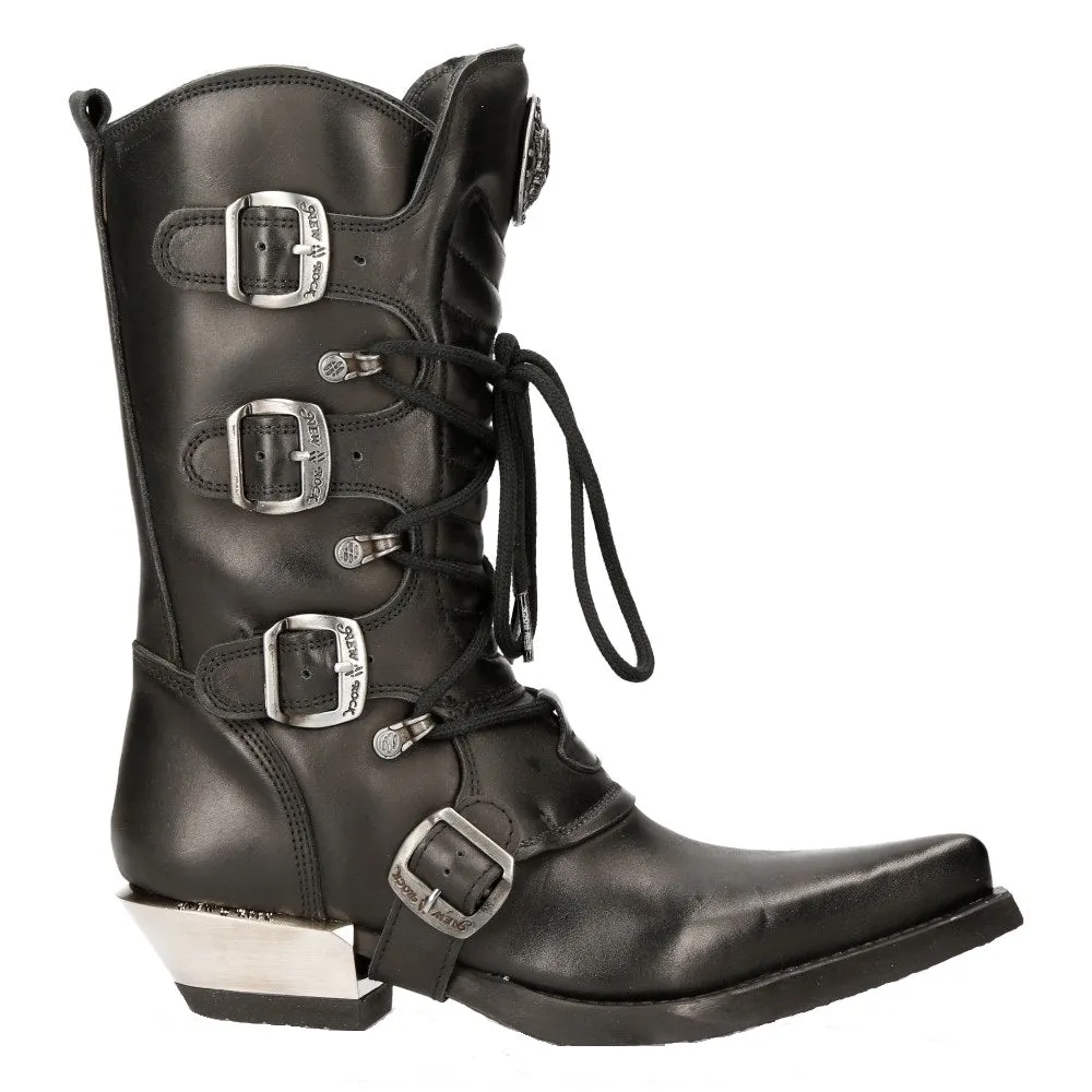 M-7993-s1 Western Cowboy Boots Leather Buckle