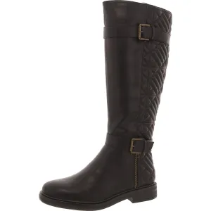 MADILYNN Womens Faux Leather Faux Fur Knee-High Boots