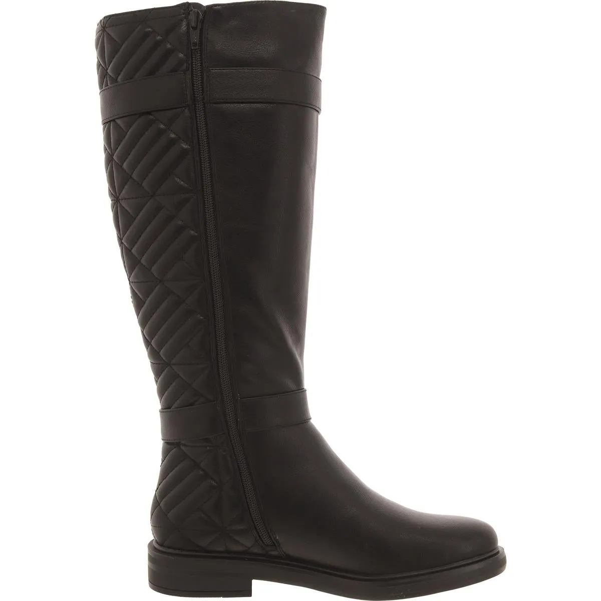 MADILYNN Womens Faux Leather Faux Fur Knee-High Boots