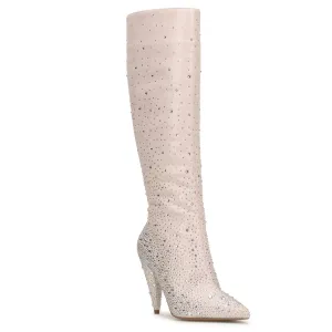 Maryeli Embellished Dress Boots In Chalk