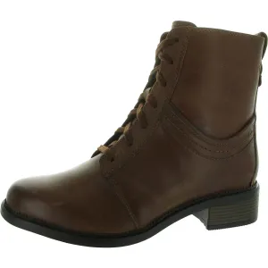 Maye Step Womens Zipper Leather Combat & Lace-Up Boots