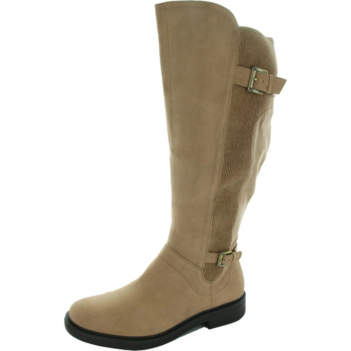 Medtate Womens Faux Leather Zipper Knee-High Boots