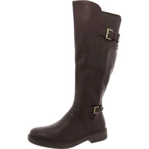 Medtate Womens Faux Leather Zipper Knee-High Boots