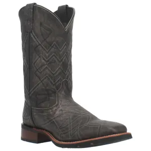 Men's Axel Square Toe Western Cowboy Boot In Charcoal Black