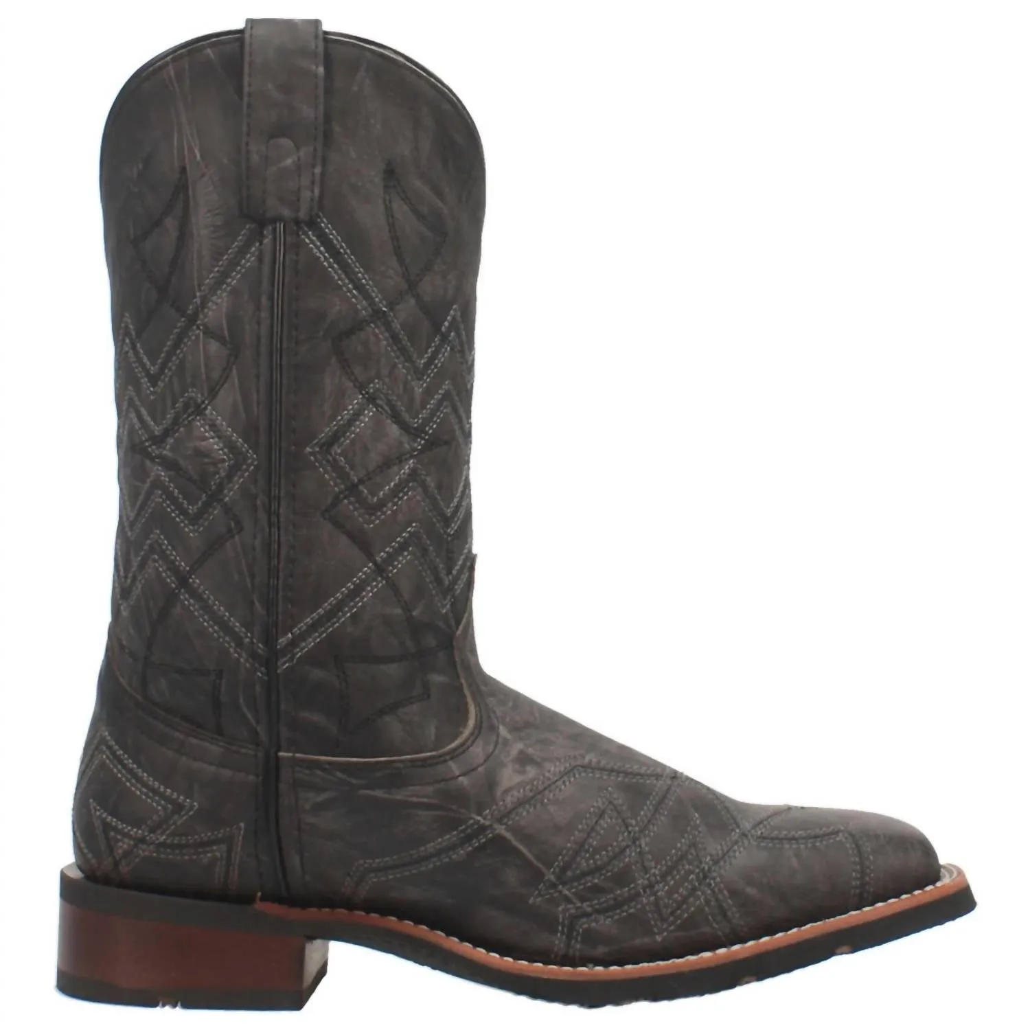 Men's Axel Square Toe Western Cowboy Boot In Charcoal Black