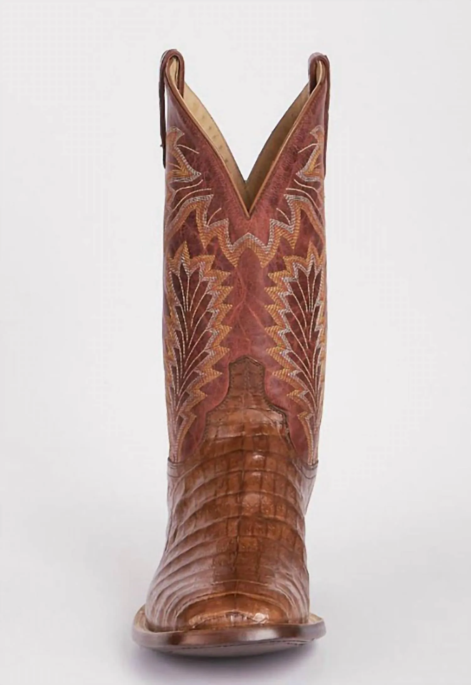 Men's Caiman Belly Exotic Charles Horseman Boots In Sienna/red