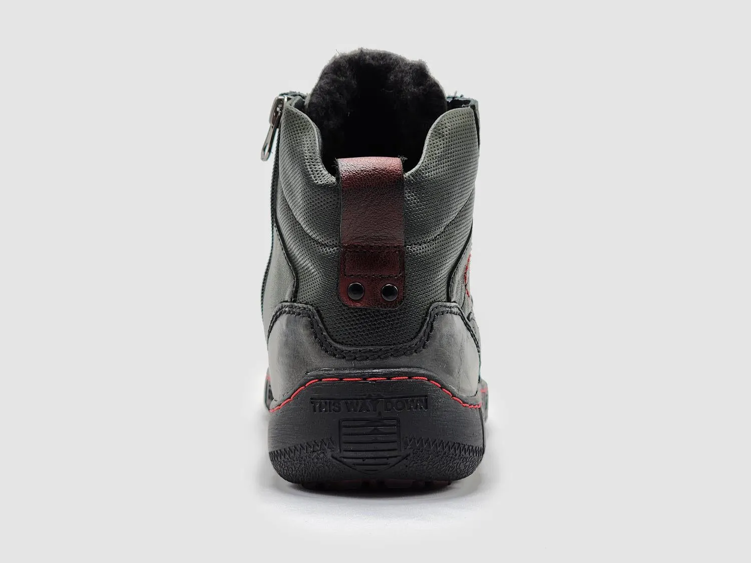 Men's Comfort Thick Fur-Lined Zip-Up Leather Boots In Olive