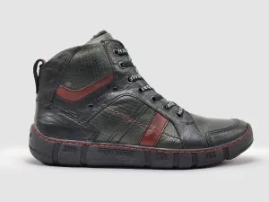 Men's Comfort Thick Wool-Lined Zip-Up Leather Boots In Olive/red