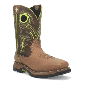 Men's Comp-Toe Waterproof Hurricane Storms Eye Work Boot In Brown/green