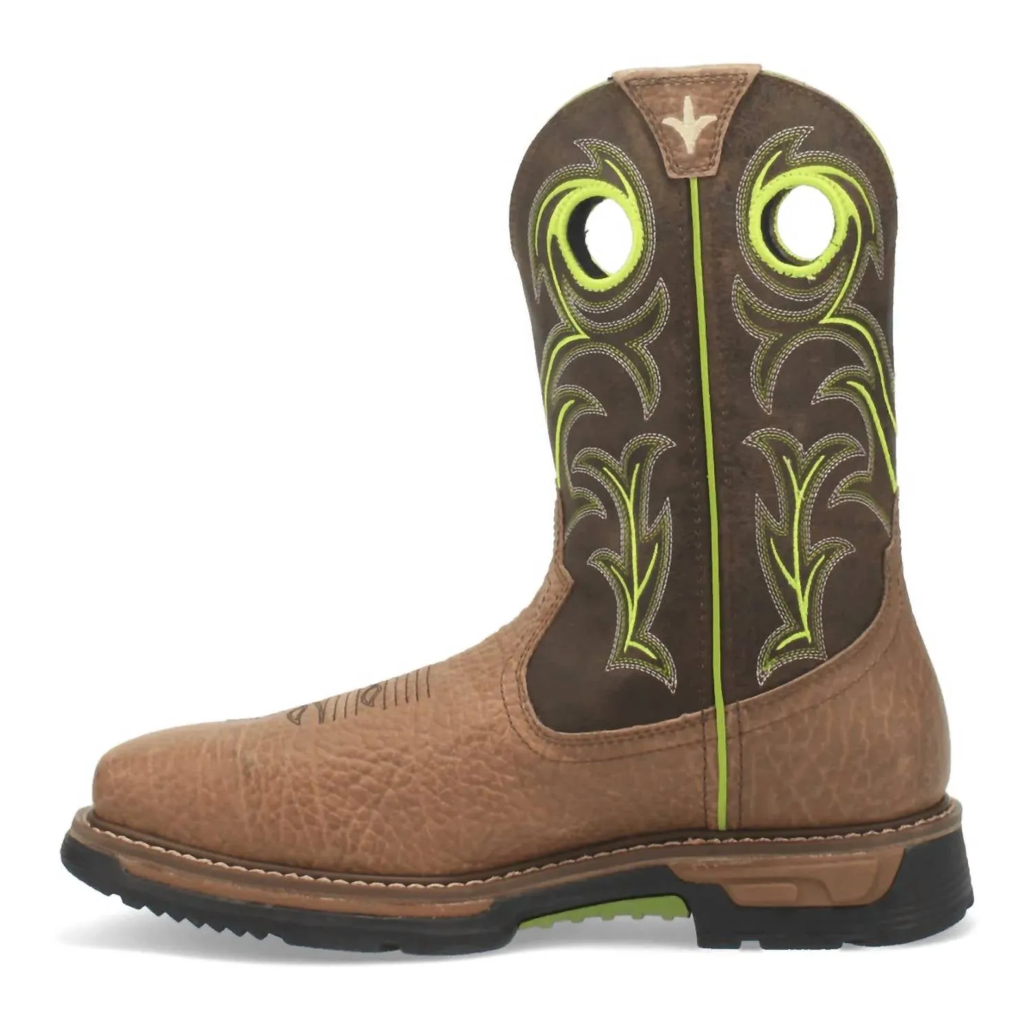 Men's Comp-Toe Waterproof Hurricane Storms Eye Work Boot In Brown/green