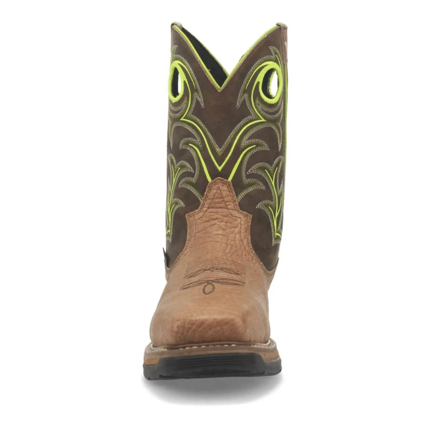 Men's Comp-Toe Waterproof Hurricane Storms Eye Work Boot In Brown/green
