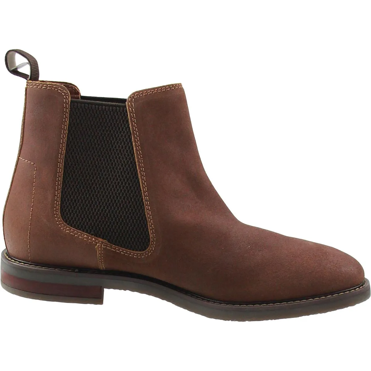 Mens Contrast Trim Leather Chelsea Boots