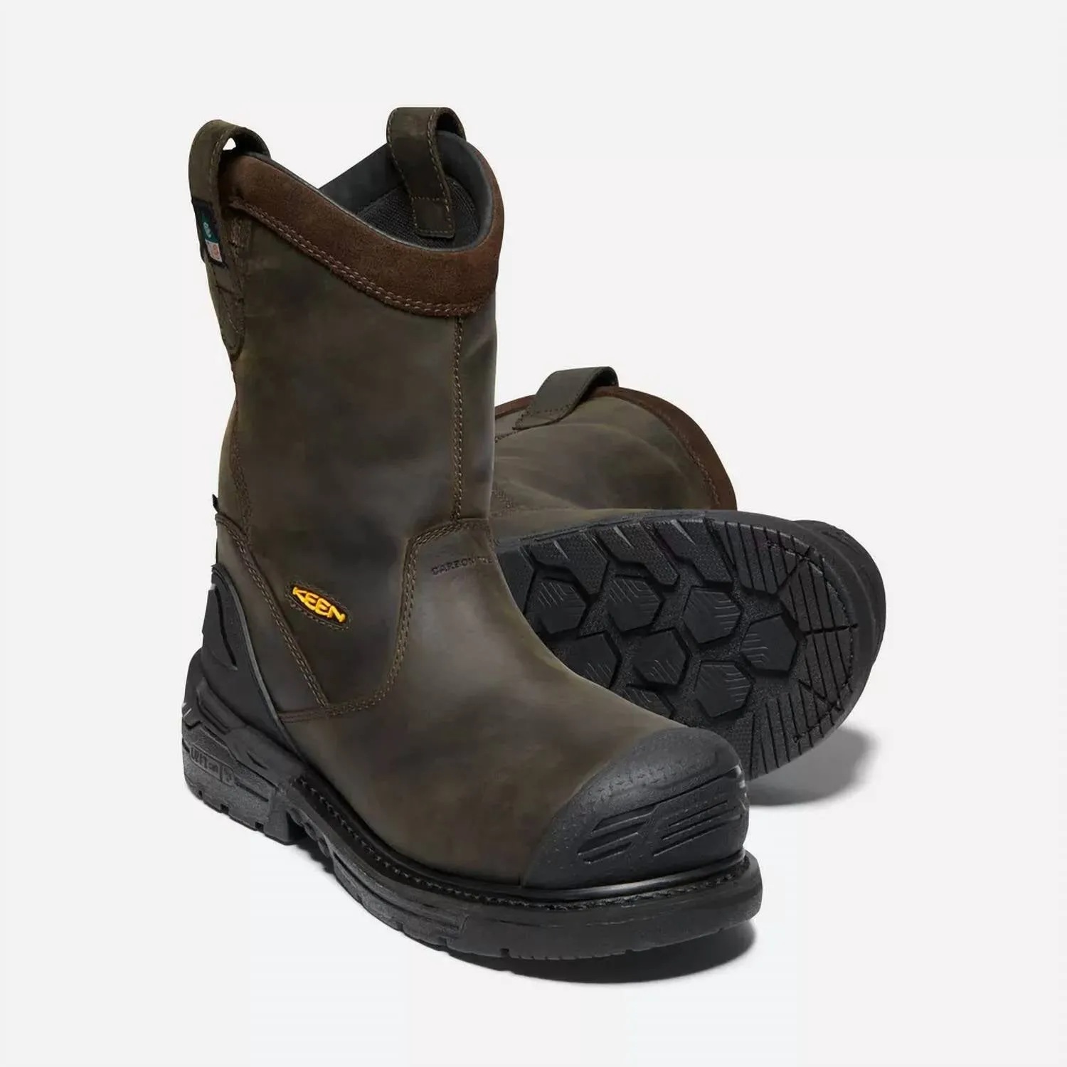 Men's Csa Philadelphia Wellington Carbon Fiber Work Boots In Cascade Brown/black