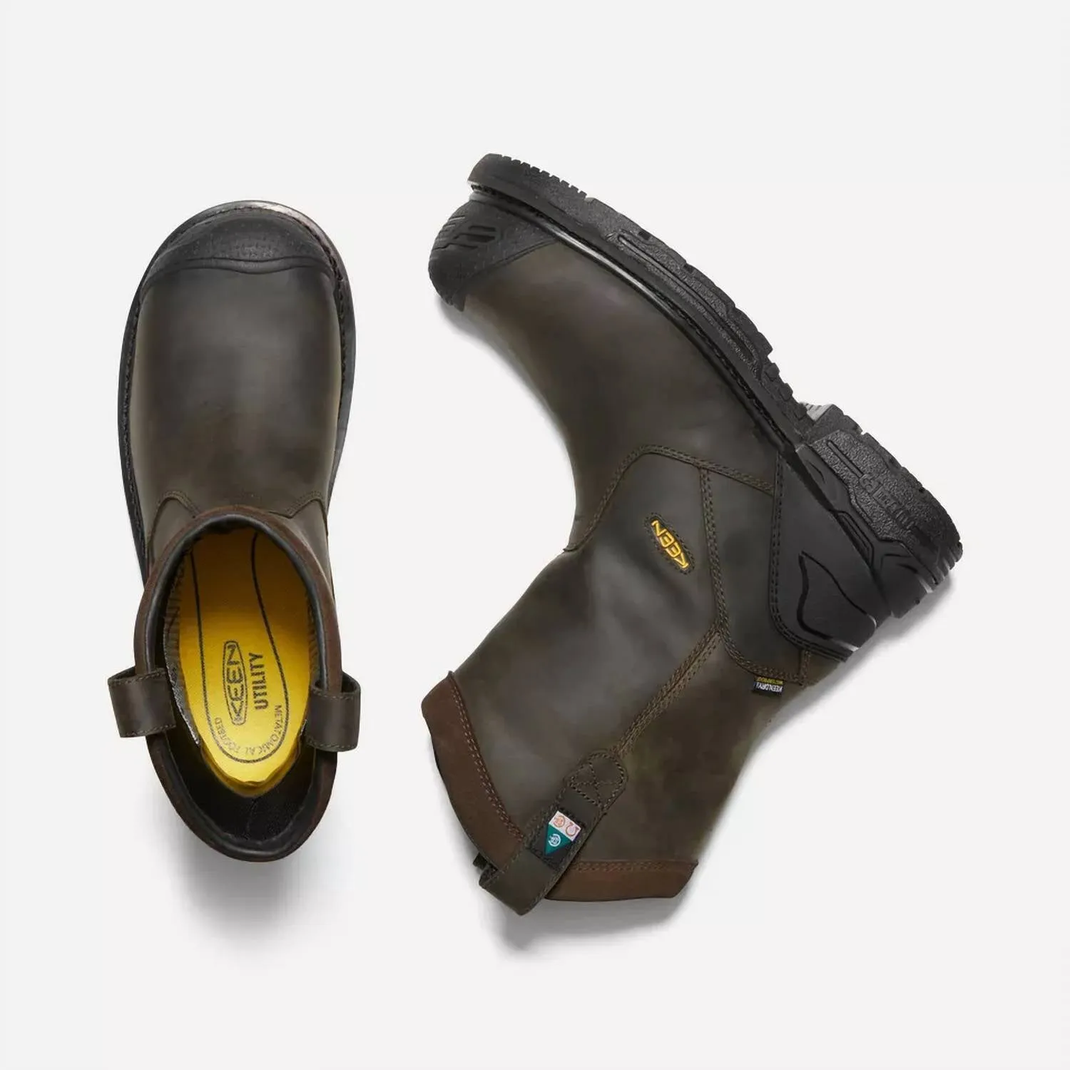 Men's Csa Philadelphia Wellington Carbon Fiber Work Boots In Cascade Brown/black