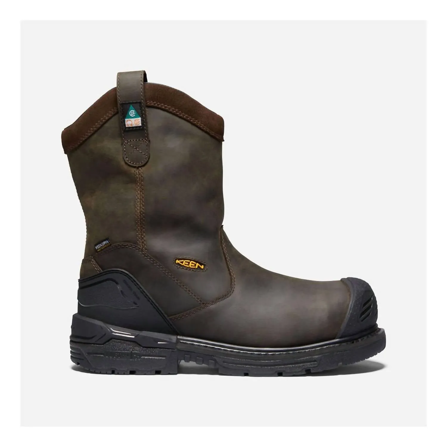 Men's Csa Philadelphia Wellington Carbon Fiber Work Boots In Cascade Brown/black