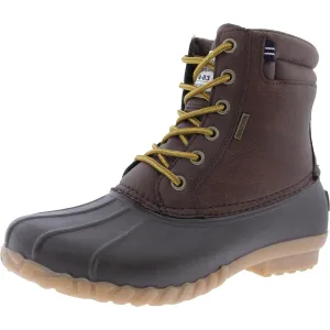 Mens Lace-Up Faux Leather Winter & Snow Boots
