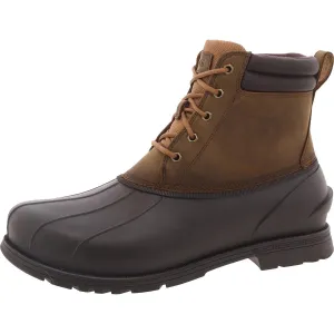 Mens Lace-Up Leather Rain Boots