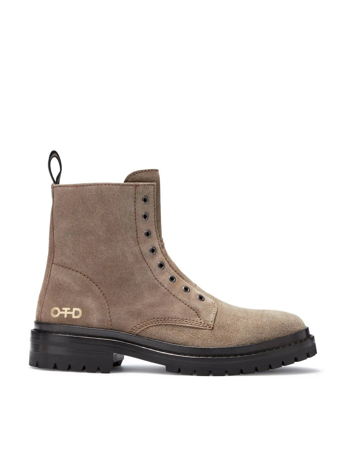 Men's Laceless Suede Combat Boot In Sand Stone