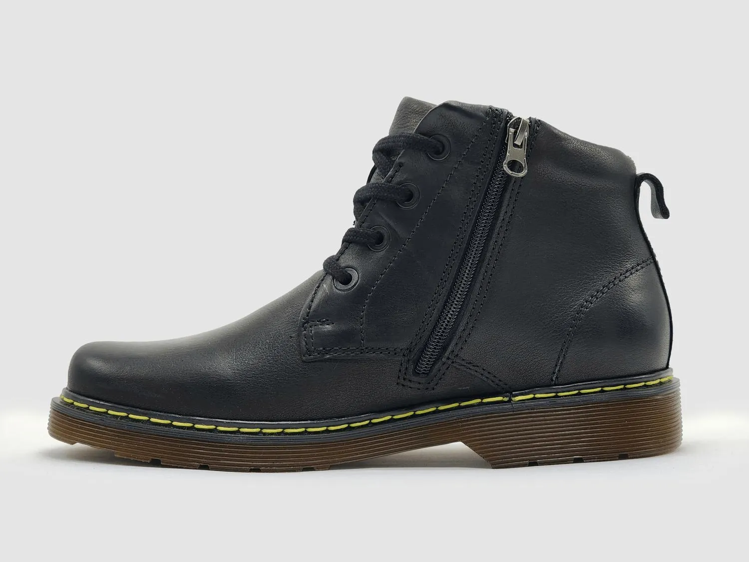 Men's Premium Zip-Up Leather Boots In Black