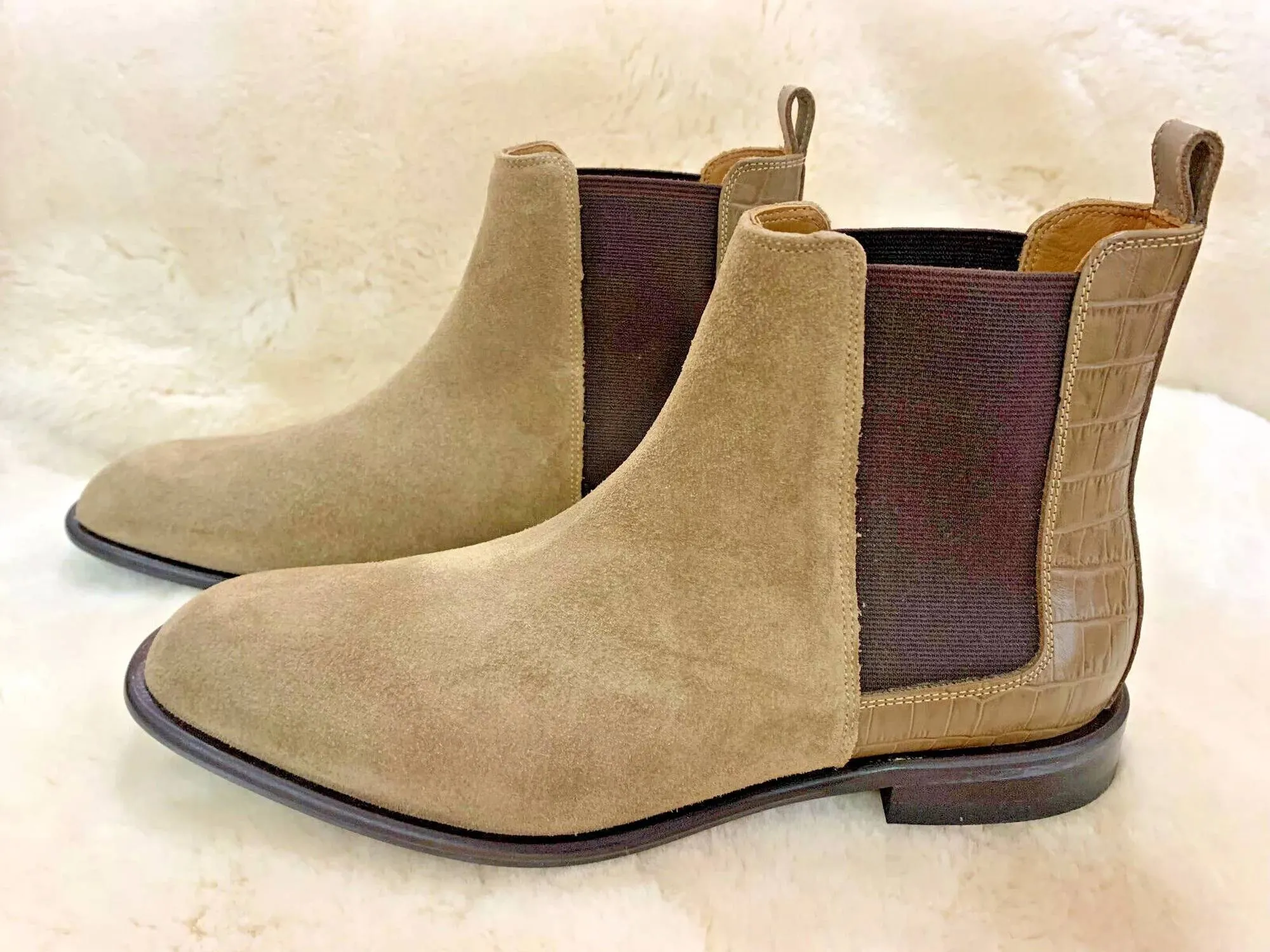 Men's Roccocs Leather Suede Boot In Taupe