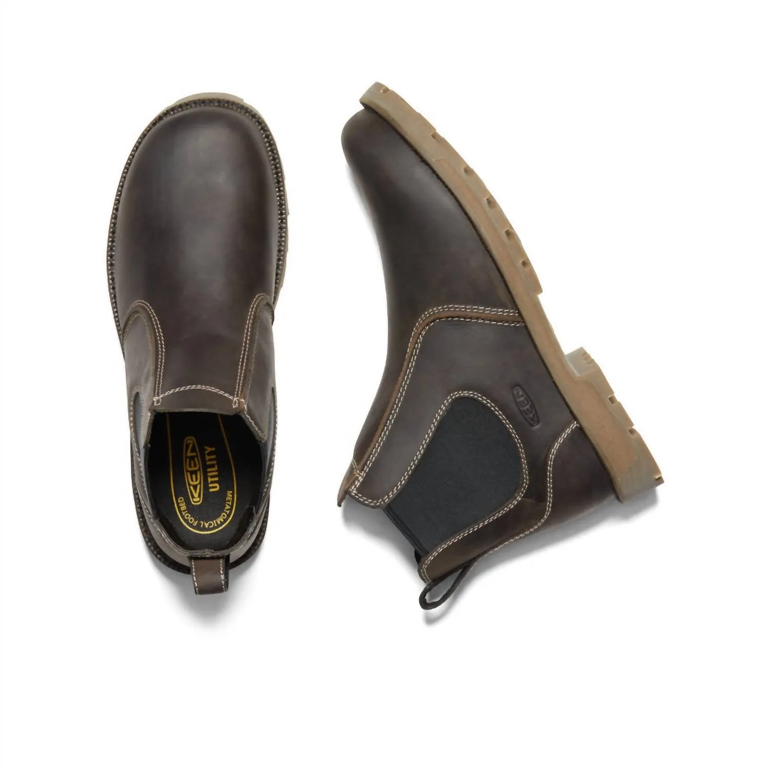 Men's Seattle Romeo Mid Composite Toe Pull On Work Boots In Cascade Brown/black