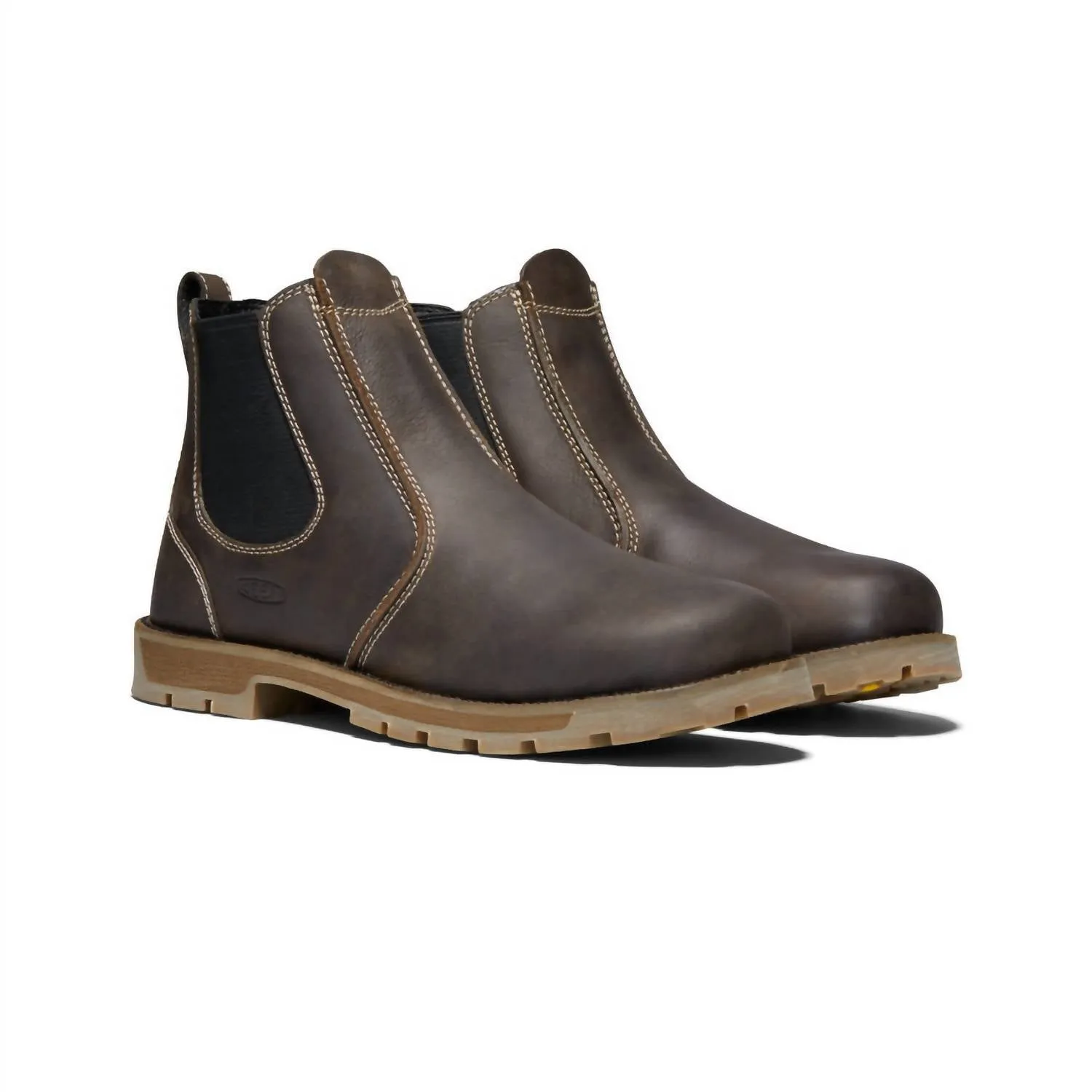Men's Seattle Romeo Mid Composite Toe Pull On Work Boots In Cascade Brown/black