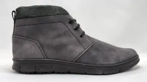 Men's Thick Fur-Lined Zip-Up Nubuck Leather Boots In Grey