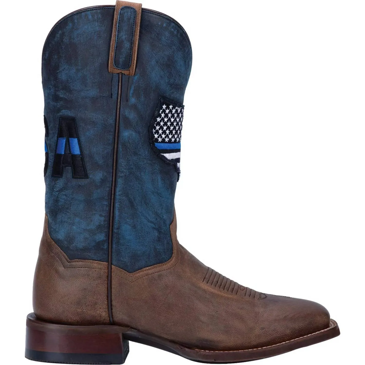 Men's Thin Blue Line Tribute Western Boots In Brown/blue