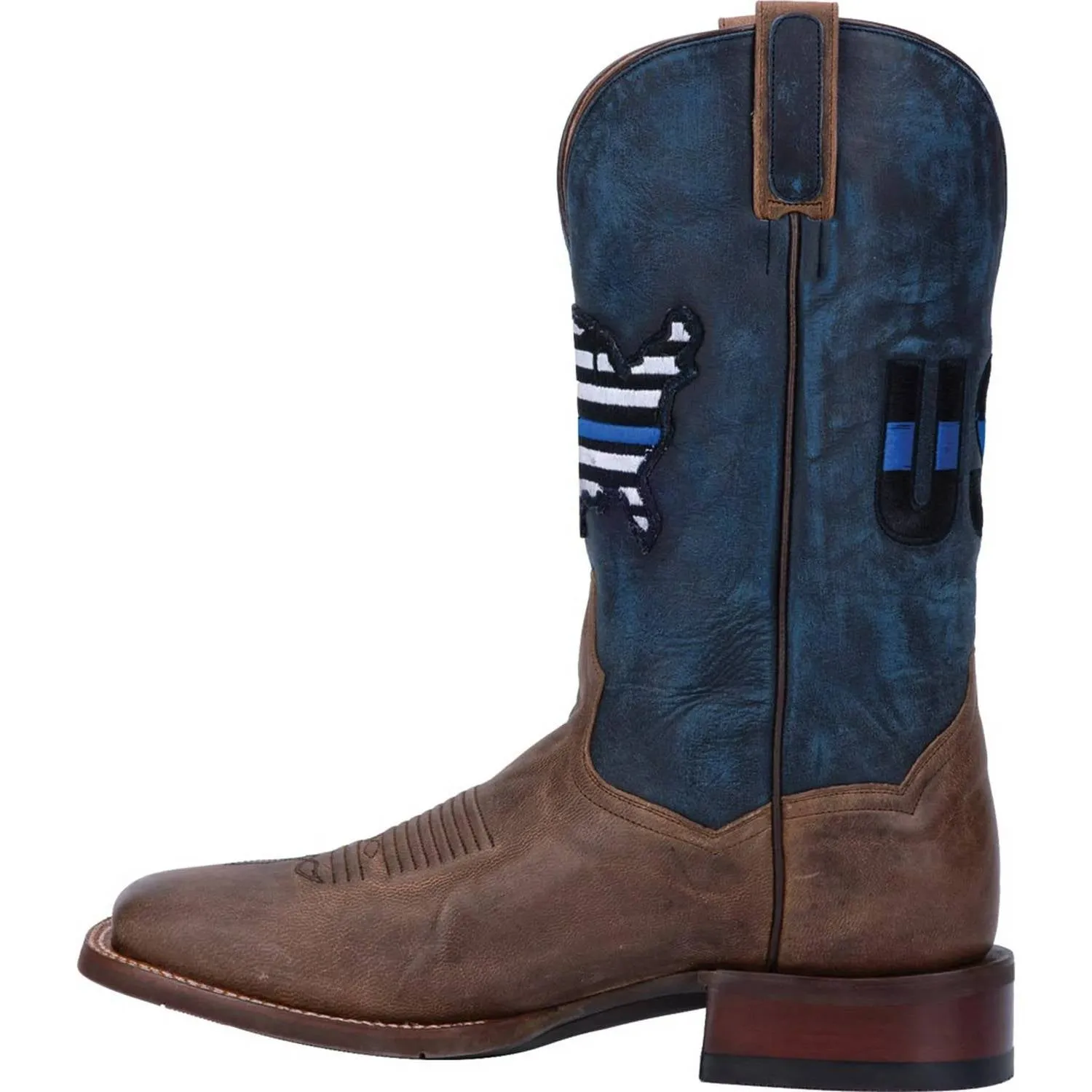 Men's Thin Blue Line Tribute Western Boots In Brown/blue