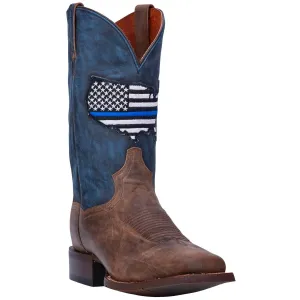 Men's Thin Blue Line Tribute Western Boots In Brown/blue