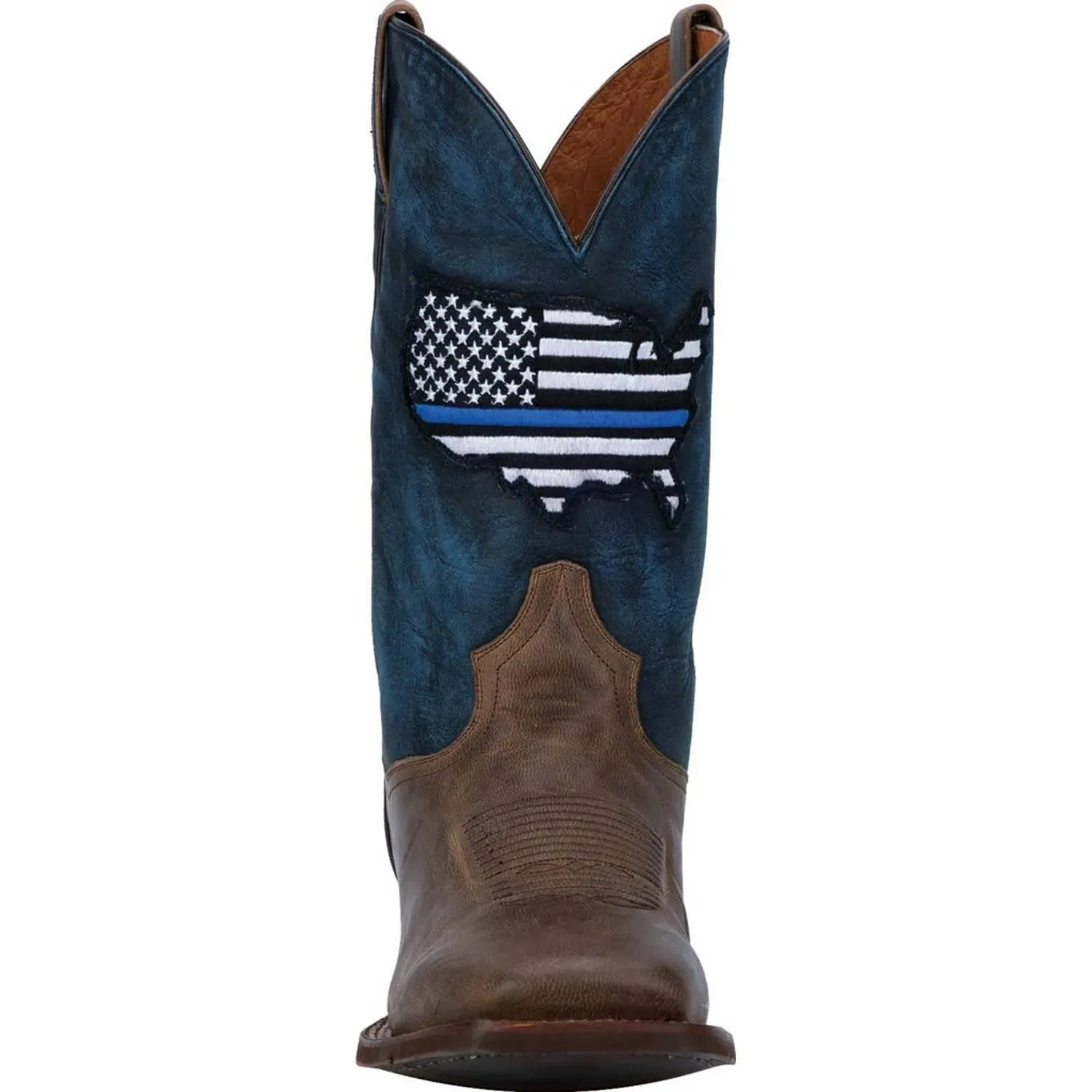 Men's Thin Blue Line Tribute Western Boots In Brown/blue