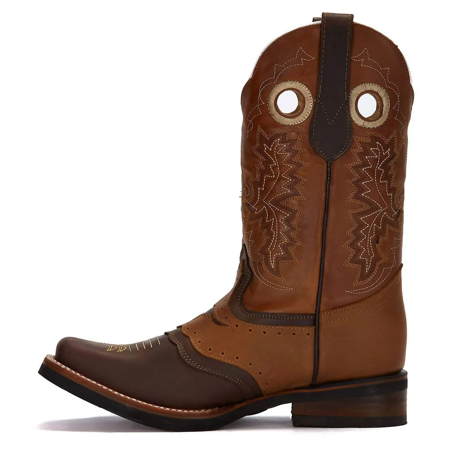 Men's Western Cowboy Leather Boots In Brown