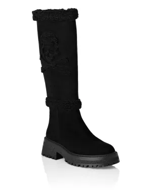Mid Flat Boots Skull &amp; Bones