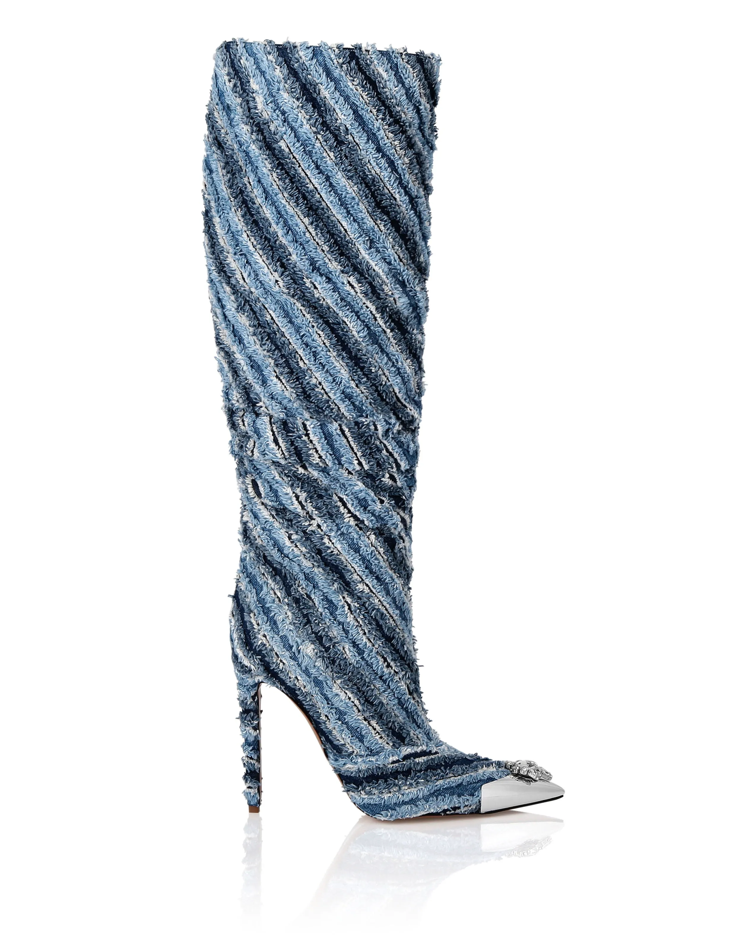 Mix Denim High Boots Hi-Heels