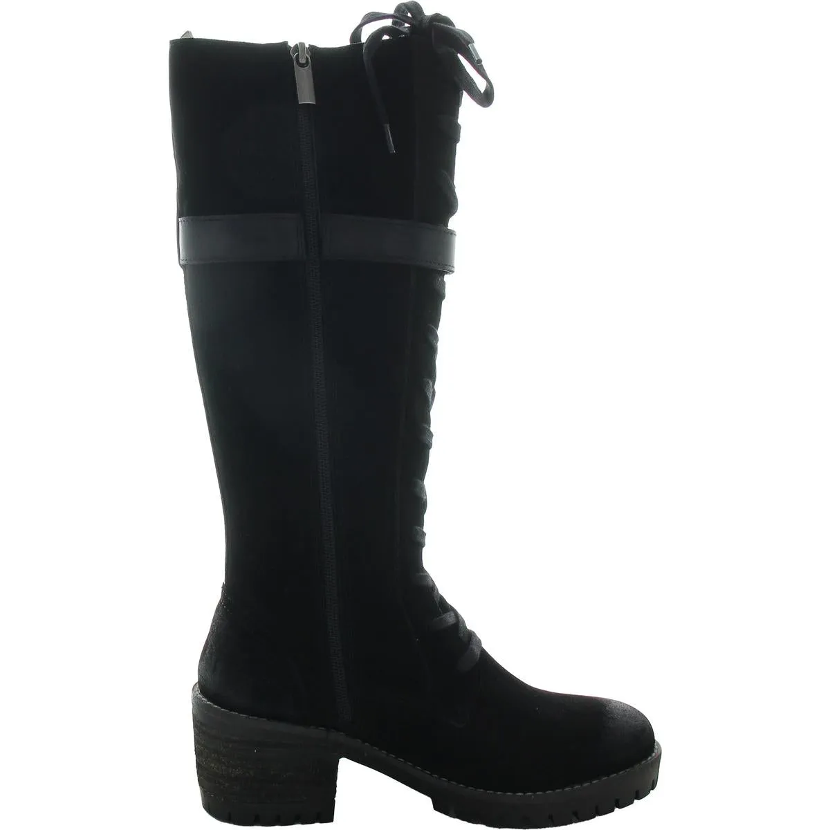 Naomi Womens Zipper Leather Knee-High Boots