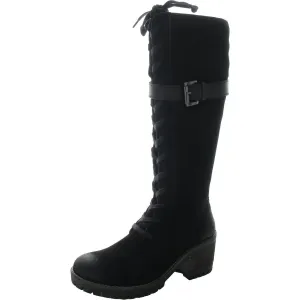 Naomi Womens Zipper Leather Knee-High Boots