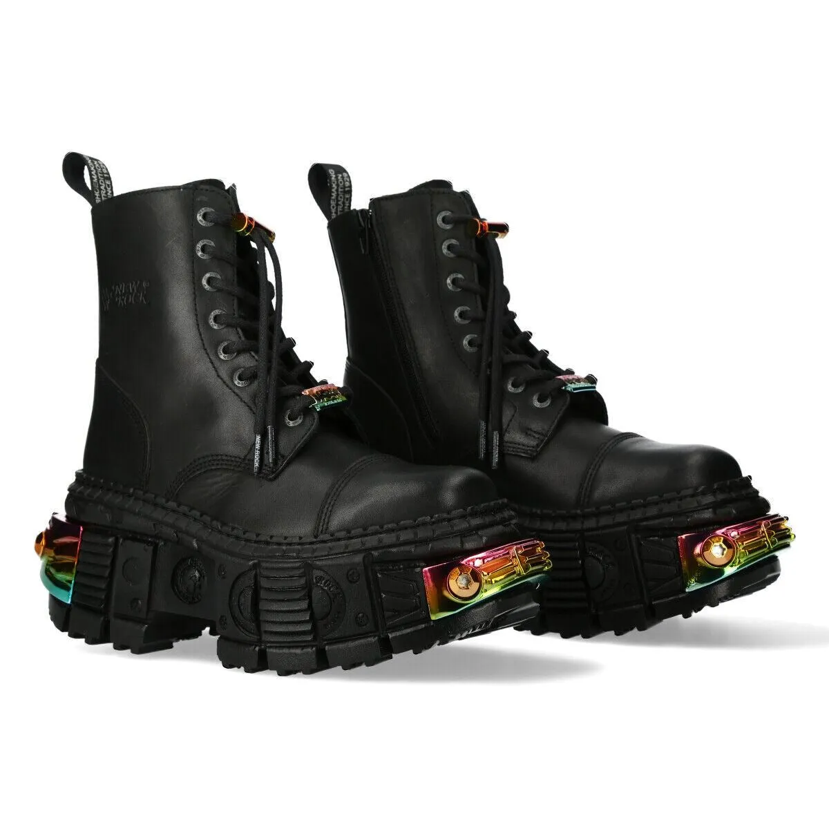 New Rock Black Platform Leather Boots-WALL83CCT-S8