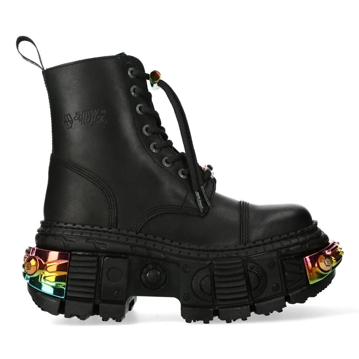New Rock Black Platform Leather Boots-WALL83CCT-S8