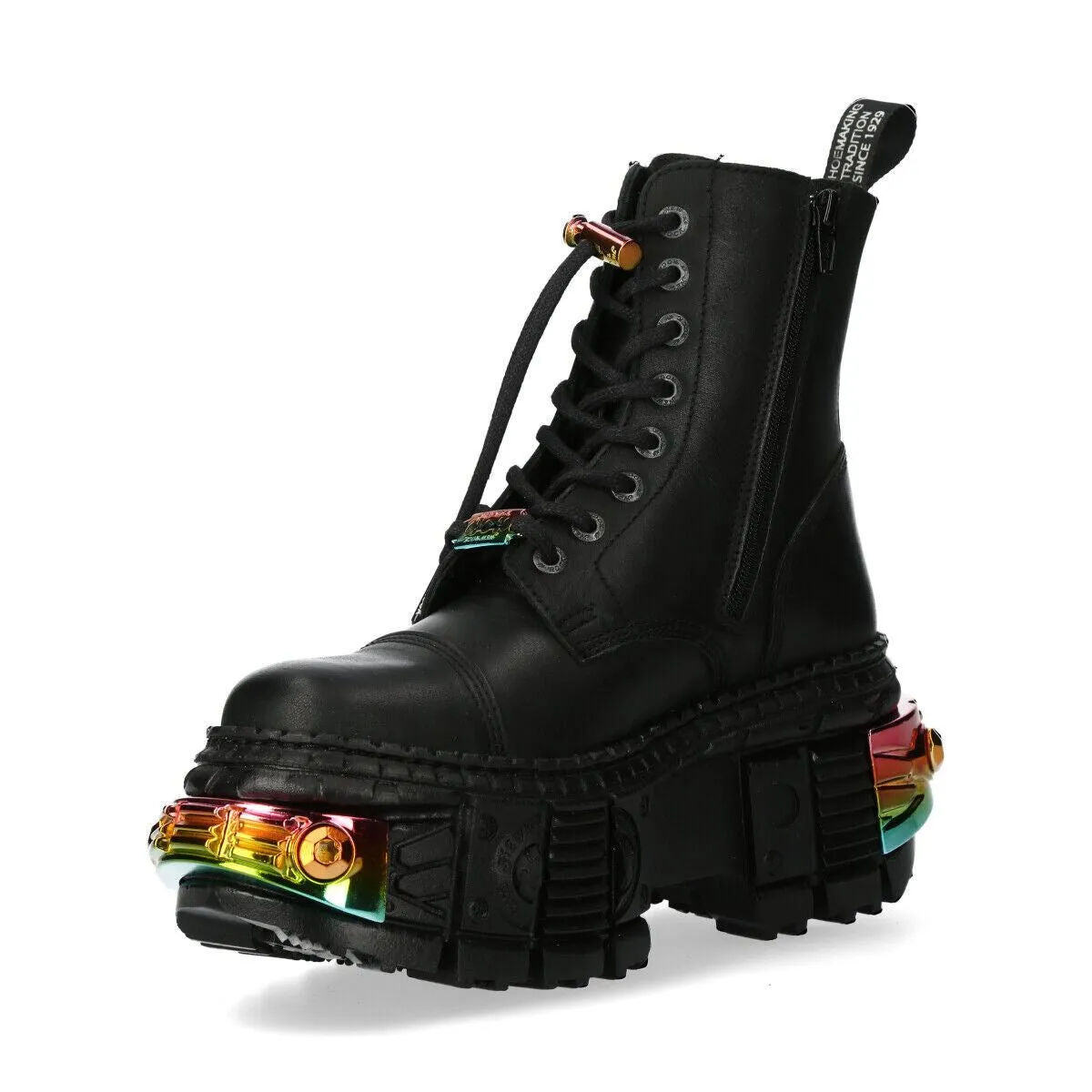New Rock Black Platform Leather Boots-WALL83CCT-S8