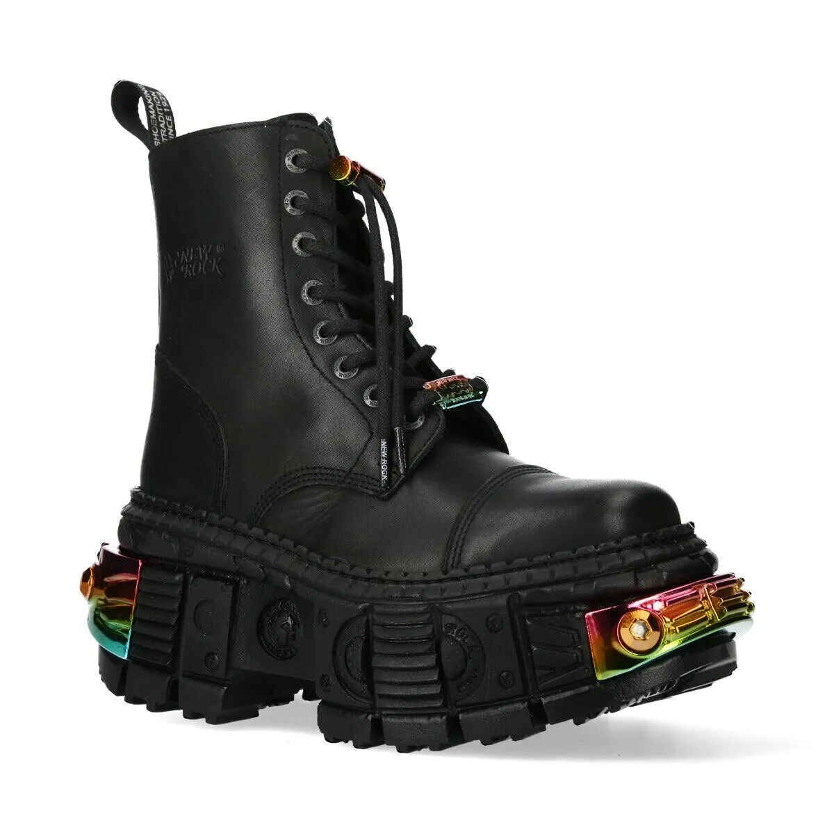 New Rock Black Platform Leather Boots-WALL83CCT-S8