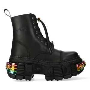 New Rock Black Platform Leather Boots-WALL83CCT-S8