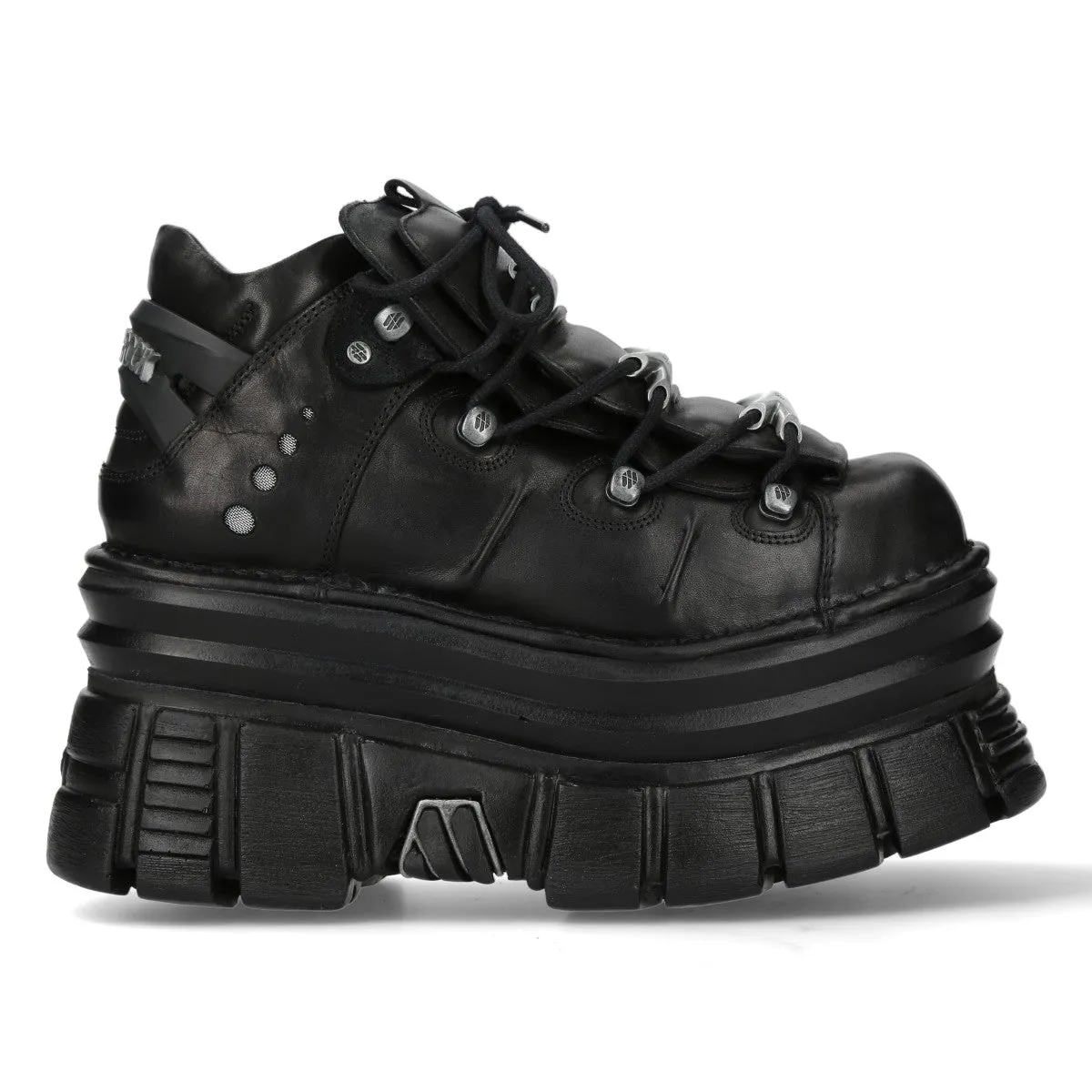 New Rock M-106-C178 Black Tower Gothic Punk Chunky Ankle Boots