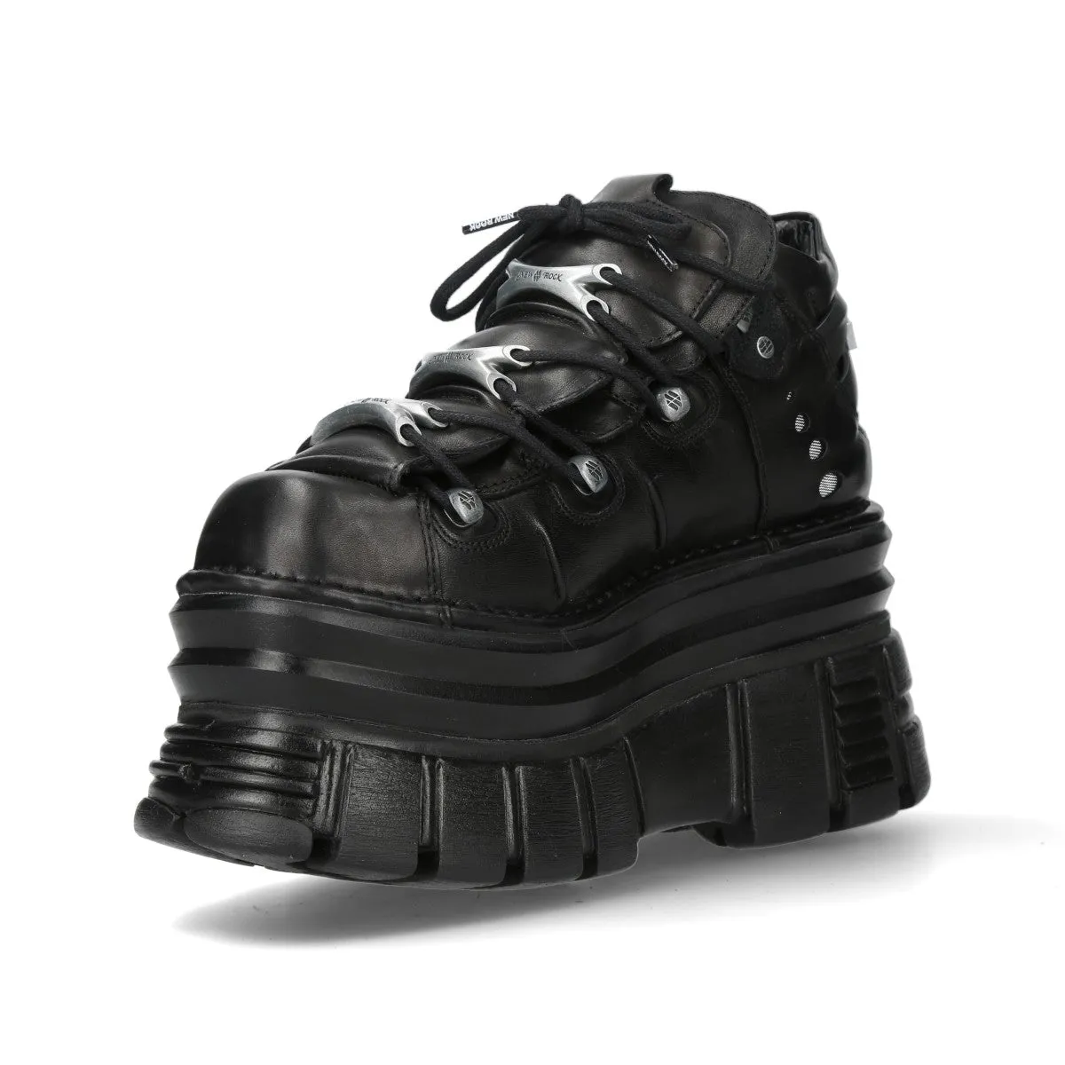 New Rock M-106-C178 Black Tower Gothic Punk Chunky Ankle Boots