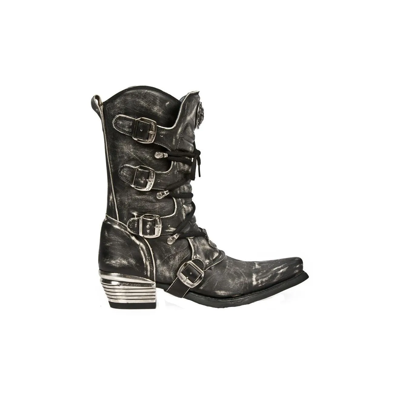 New Rock Men's Grey Dallas Leather Boots- M.7993-S3