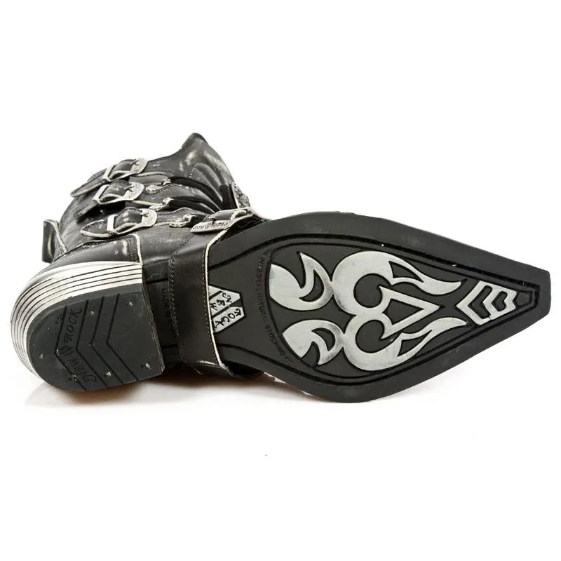 New Rock Men's Grey Dallas Leather Boots- M.7993-S3