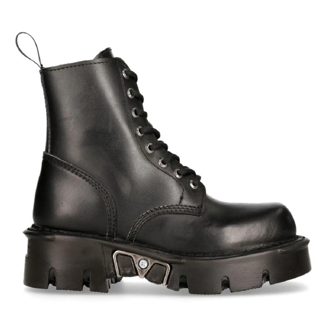 New Rock Unisex Black Gothic Military Biker Boots- MILI084N-S3