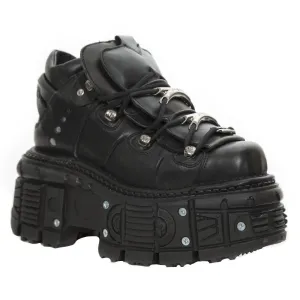 New Rock Unisex Metallic Black Leather Gothic Boots- M-TANK106-C2