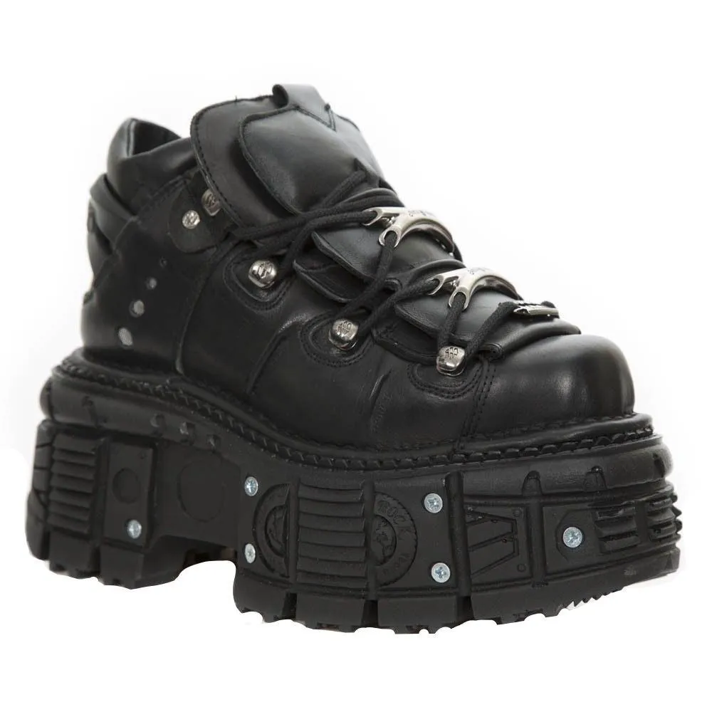 New Rock Unisex Metallic Black Leather Gothic Boots- M-TANK106-C2
