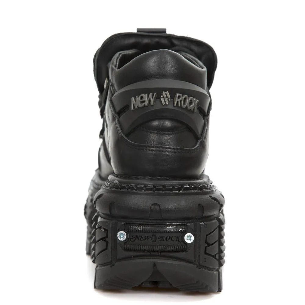 New Rock Unisex Metallic Black Leather Gothic Boots- M-TANK106-C2
